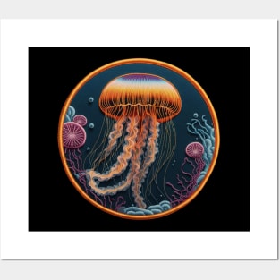 Rainbow Jellyfish Embroidered Patch Posters and Art